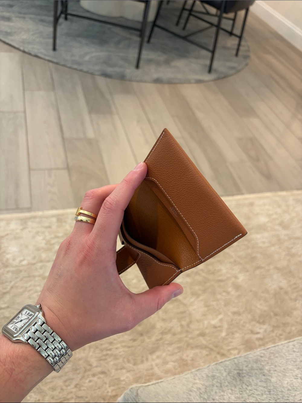 HERMES R.M.S. Card Wallet in Evergrain calfskin (gold/gold) - Picture 6 of 11